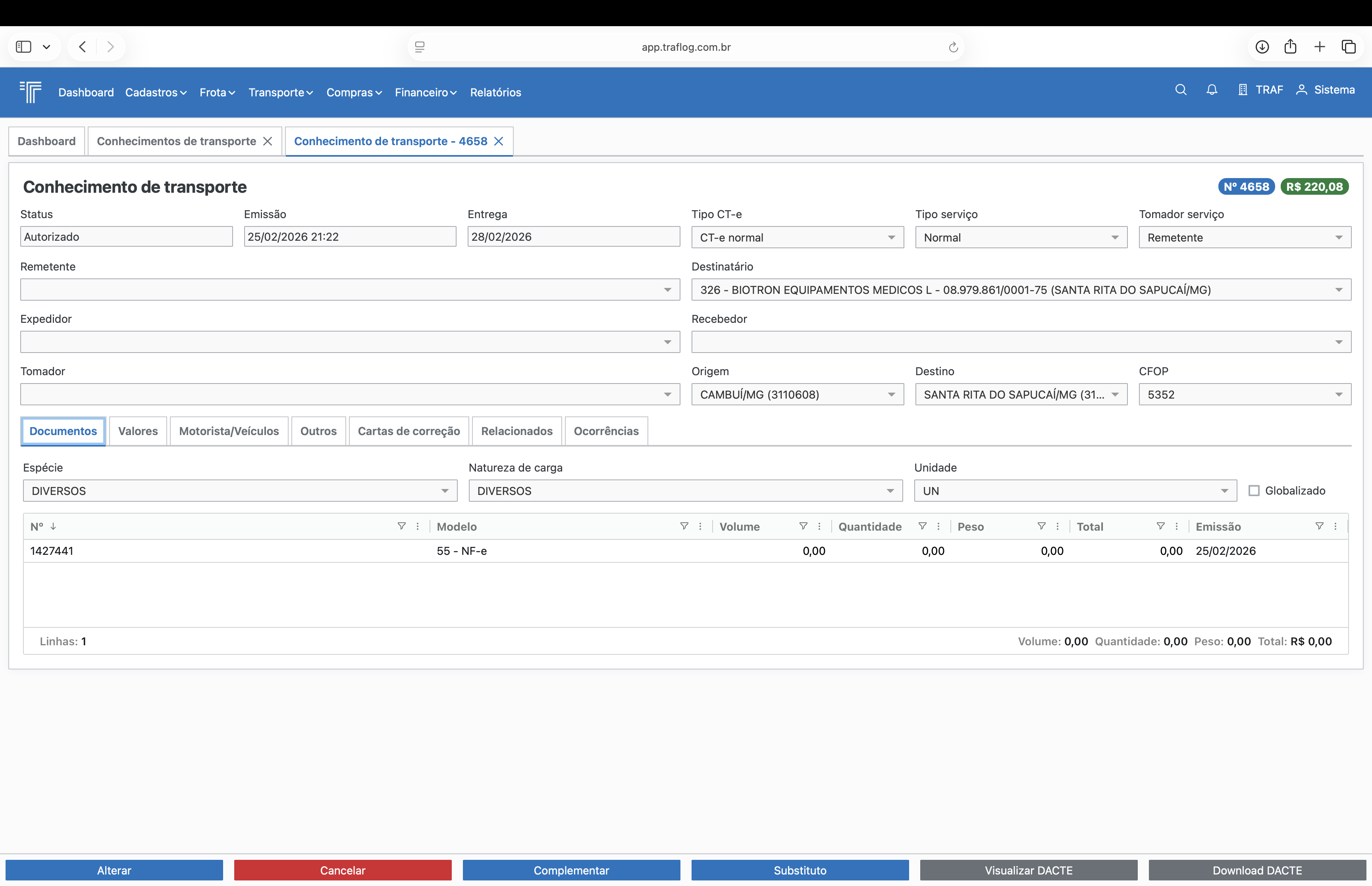 CT-e - aba Documentos.